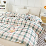 Housse de couette enfant rayée rose et blanche