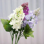 Branche de lilas artificiel en soie gris pour décoration chambre blanche