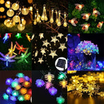Guirlande lumineuse solaire LED fleur de pêche dans un jardin de nuit