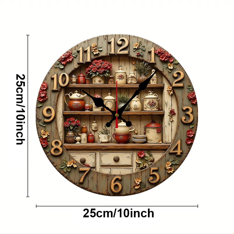 Horloge murale bois design sur mur blanc