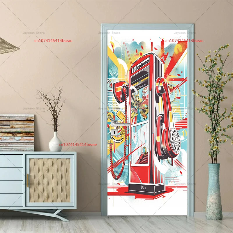 Sticker mural abstrait pour porte de cuisine