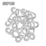 Crochets pliants pour rideaux de bain en plastique blanc, vue de détail