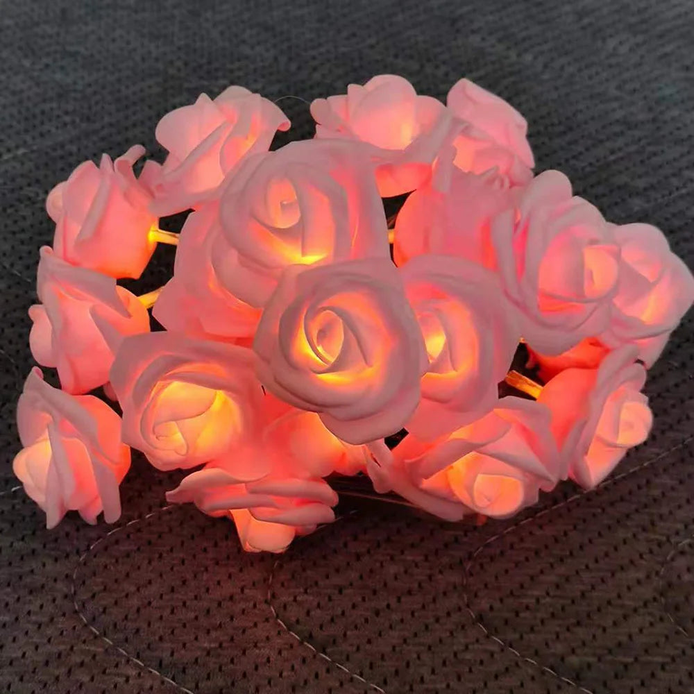 Ambiance chaleureuse guirlande LED rose