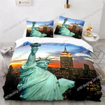Détail de l'impression 3D sur housse de couette New York