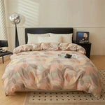 Housse de couette 240x220 cm en coton brossé épais couleur gris clair sur lit