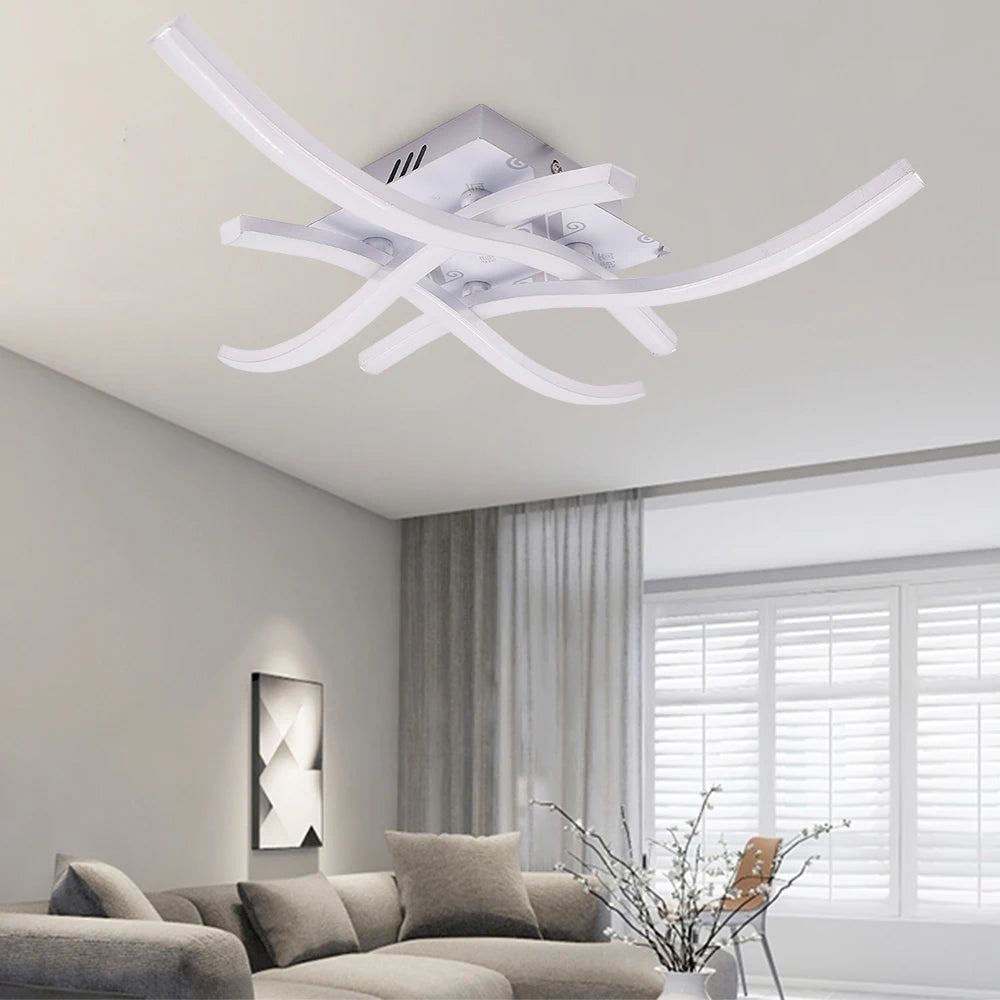 Plafonnier LED en action éclairant une chambre avec lumière blanche chaude