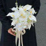 Bouquet de fleurs artificielles calla beige pour mariage