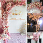 Décoration murale avec branches de cerisier en soie pour mariage