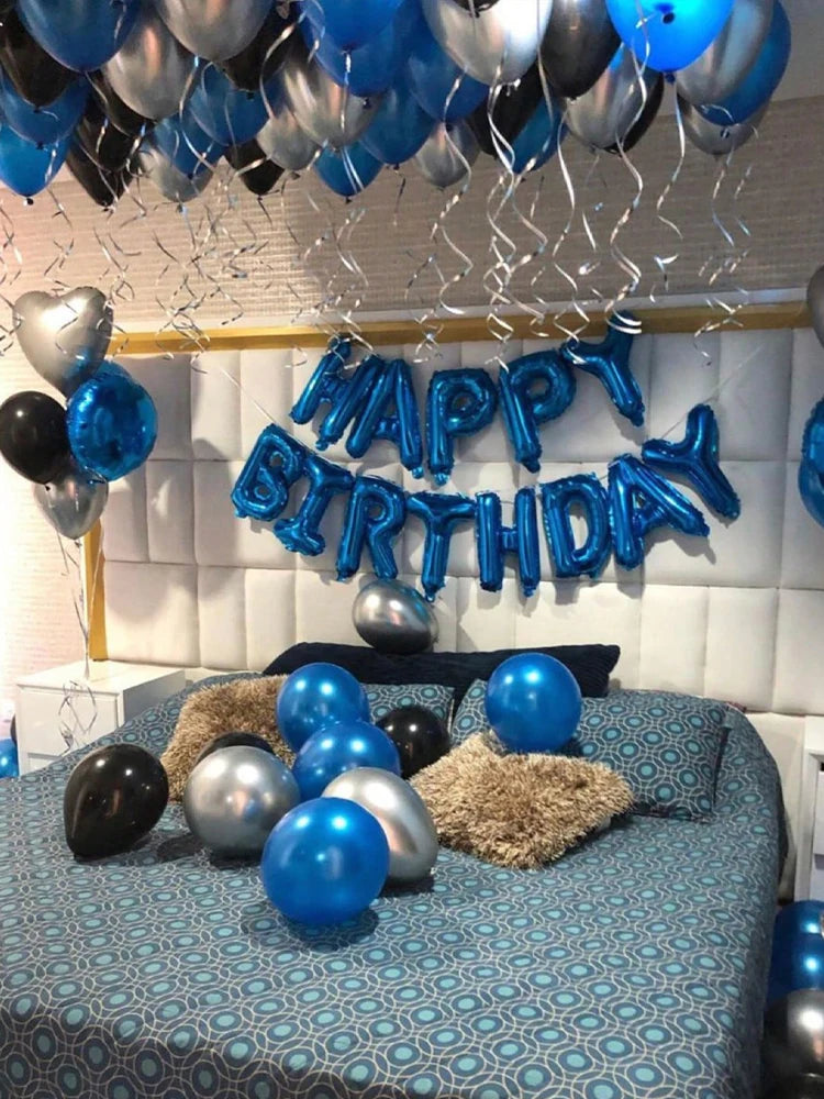 Ballon aluminium cœur bleu pour anniversaire