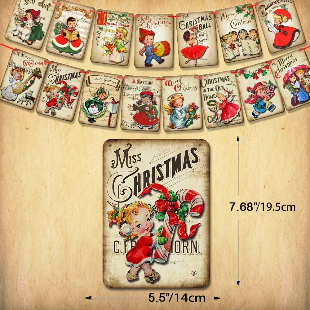 Détail de la bannière de Noël rétro avec motifs festifs