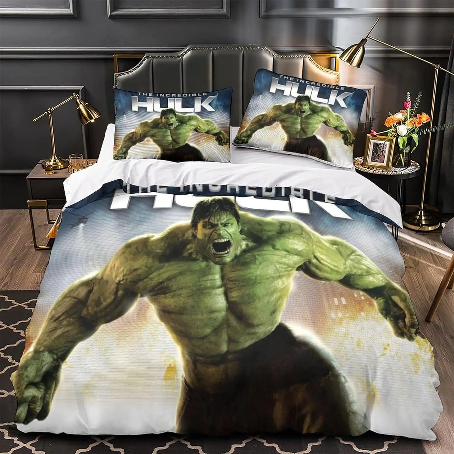 Parure de lit Hulk complète avec taies d'oreiller assorties
