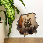 Autocollant mural amusant trou de souris