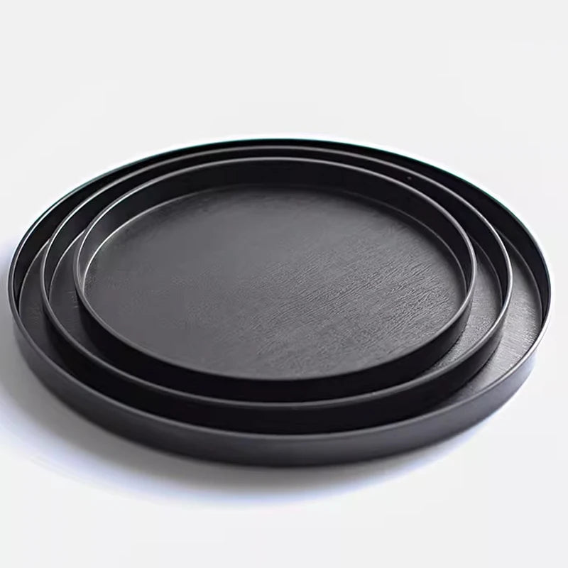 Plateau rond en bois de 37 cm avec motif naturel
