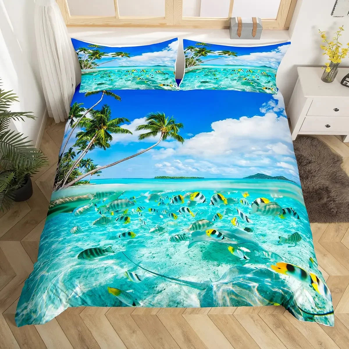 Literie exotique colorée avec taie d'oreiller