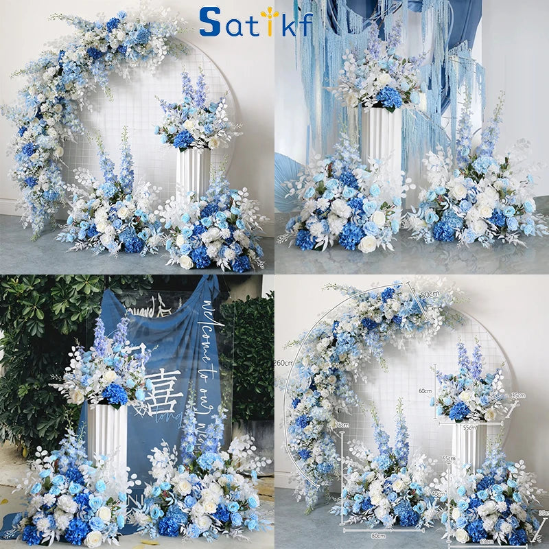 Fleur artificielle delphinium bleu blanc rose pour décoration mariage