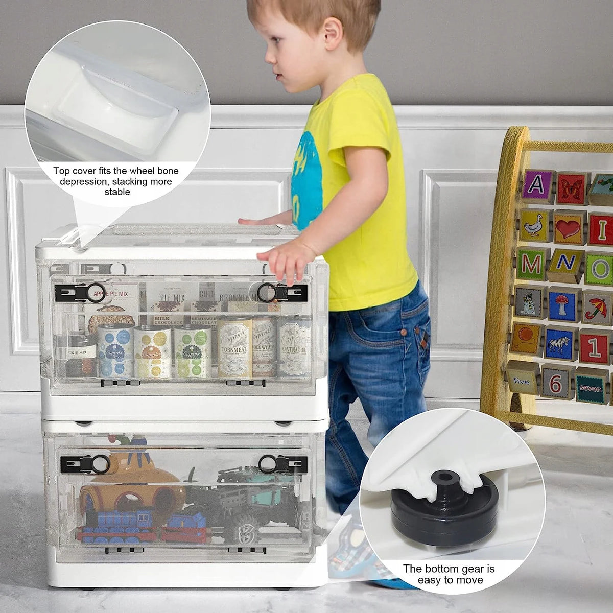 Bac de rangement empilable 56L pour vêtements