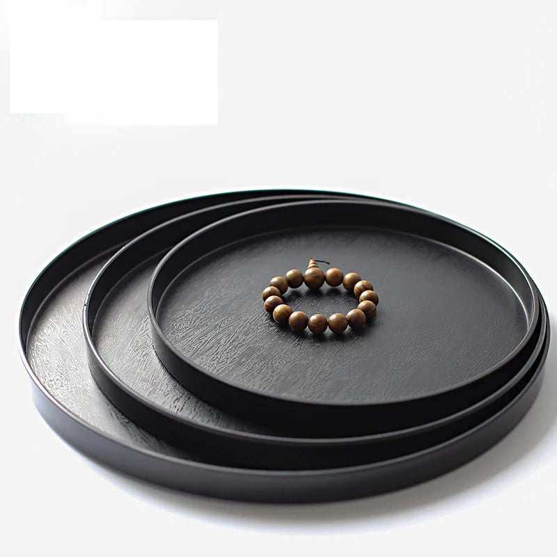 Plateau rond en bois multicolore pour rangement créatif intérieur