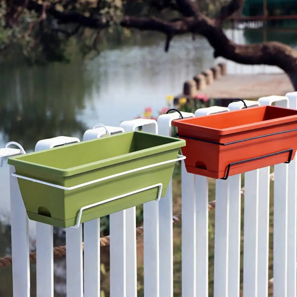 Jardinière balcon suspendue noire avec support