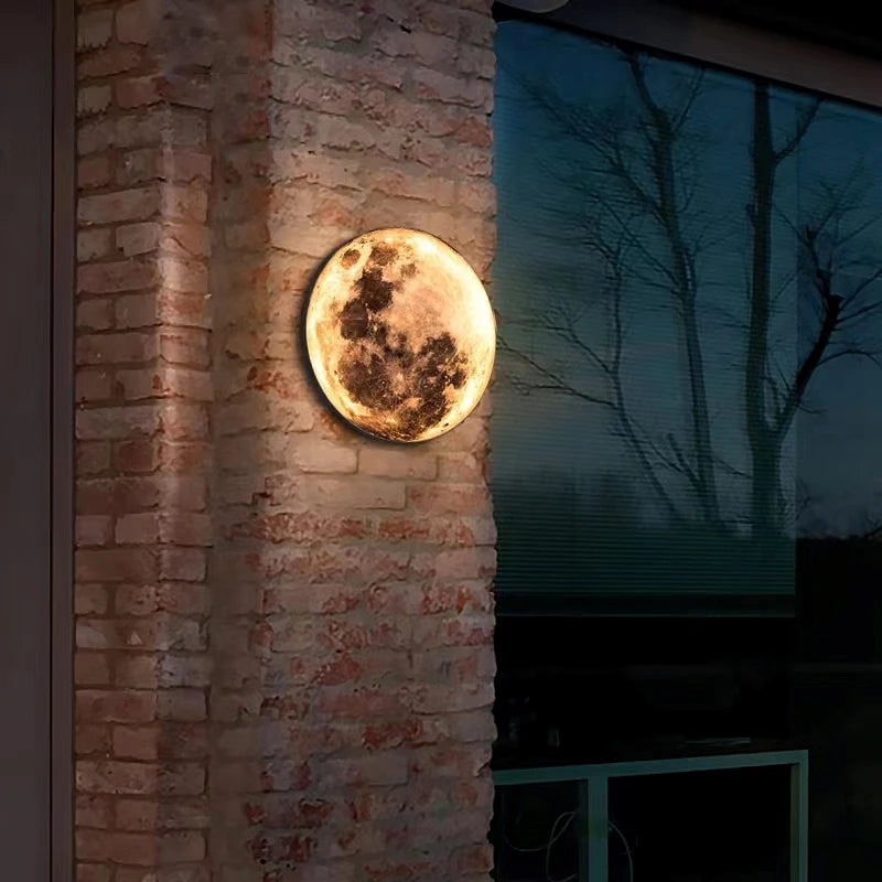 Applique murale extérieure forme lune éclairage doux