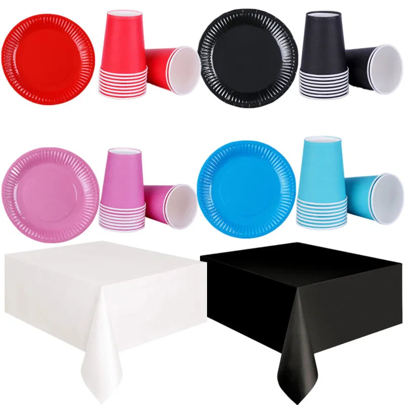 Set de table jetable noir et rouge pour anniversaire