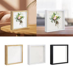 Cadre photo profond bois boîte d'ombre fleurs séchées vue angle