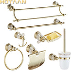 Ensemble d'accessoires de salle de bain luxe en or et cristal - vue d'ensemble