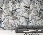 Papier peint soie motif feuilles tropicales moderne