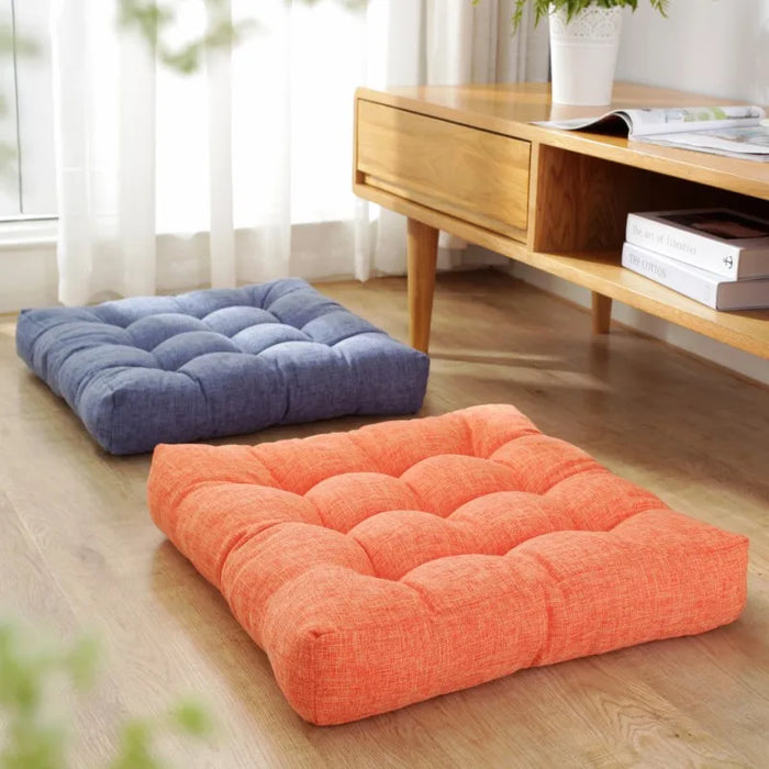 Coussin de sol carré touffeté rouge pour yoga et méditation
