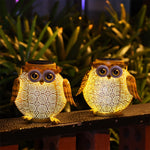 Lanterne hibou solaire allumée la nuit