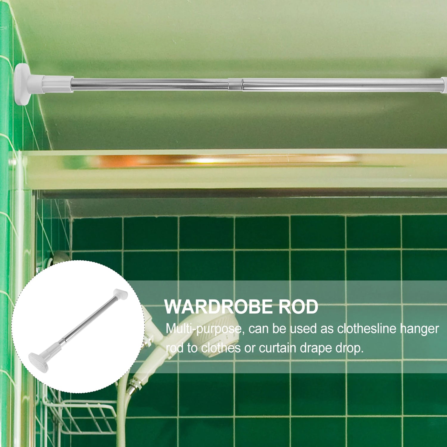 Tringle en acier inoxydable installée dans une salle de bain