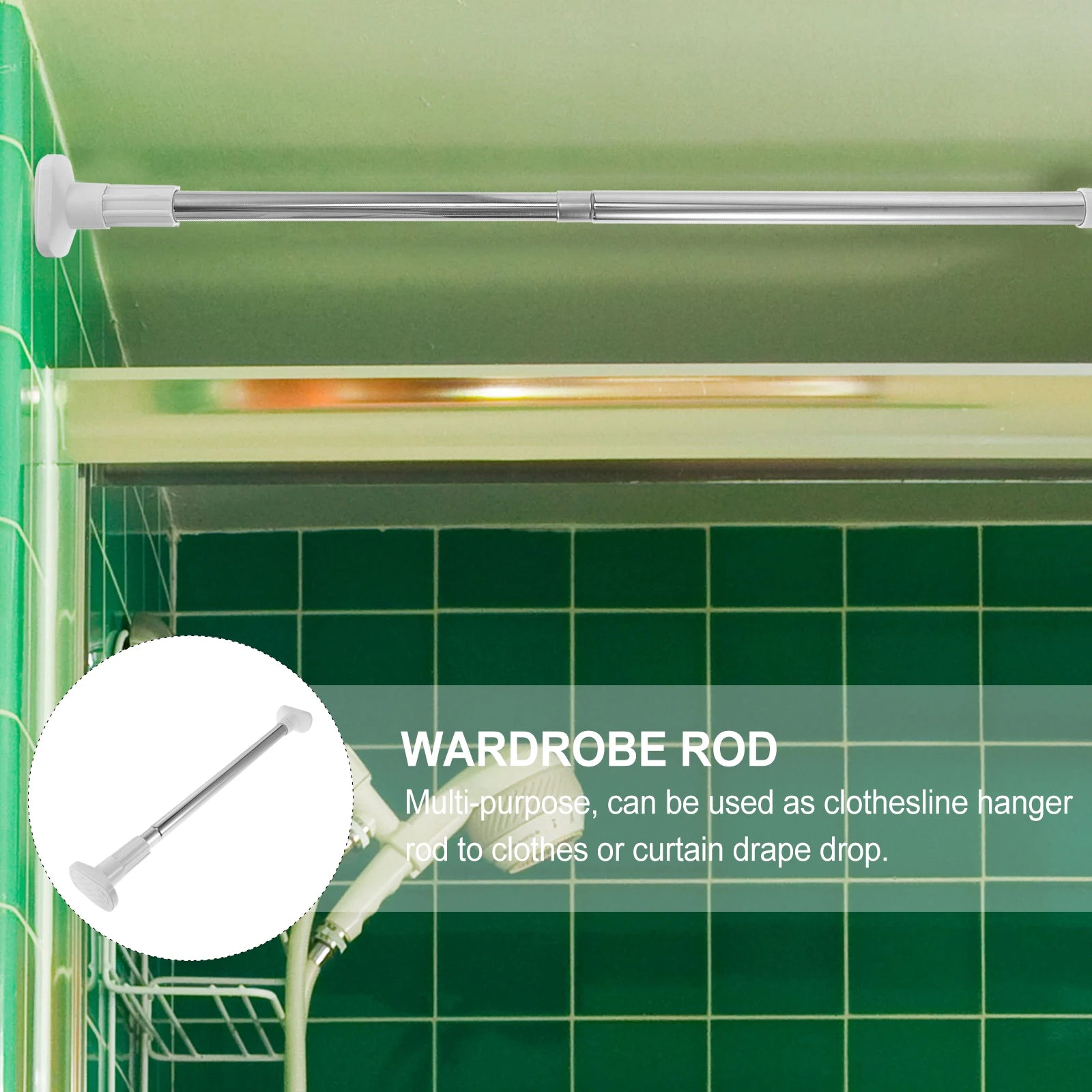 Tringle en acier inoxydable installée dans une salle de bain