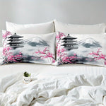Housse de couette Montagne Fuji dans une chambre décorée style zen