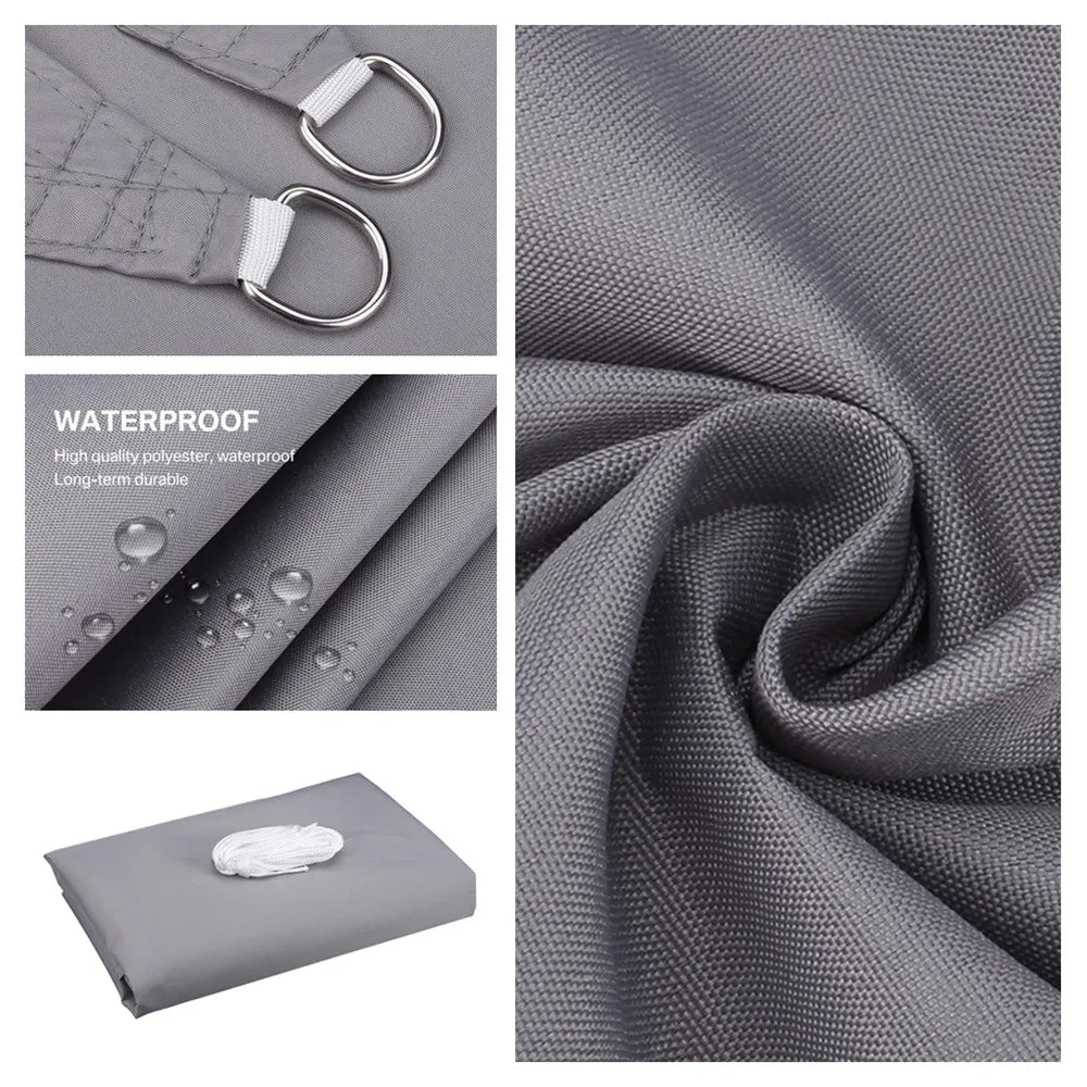 Voile d'ombrage bleu marine pour jardin avec coussins