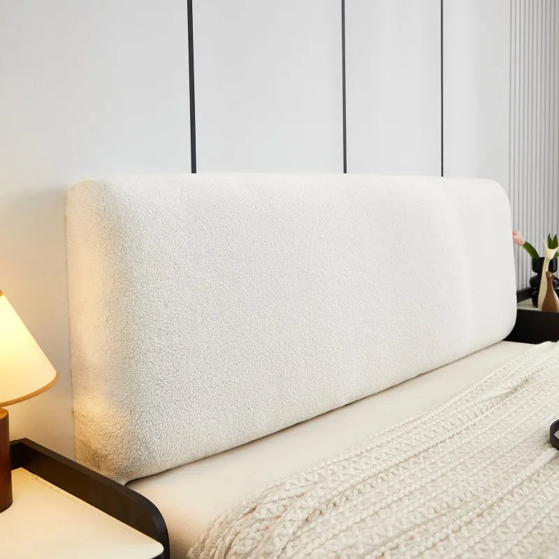 Housse de tête de lit en velours coton blanc, design moderne minimaliste