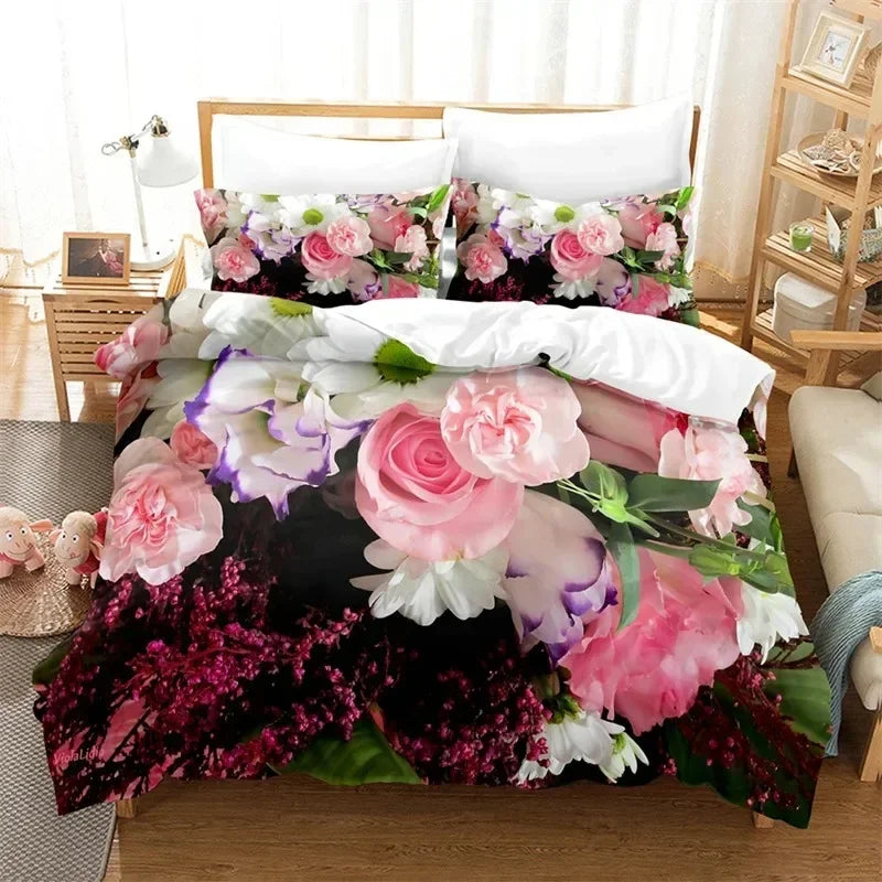 Détail de l'impression florale 3D sur microfibre polaire