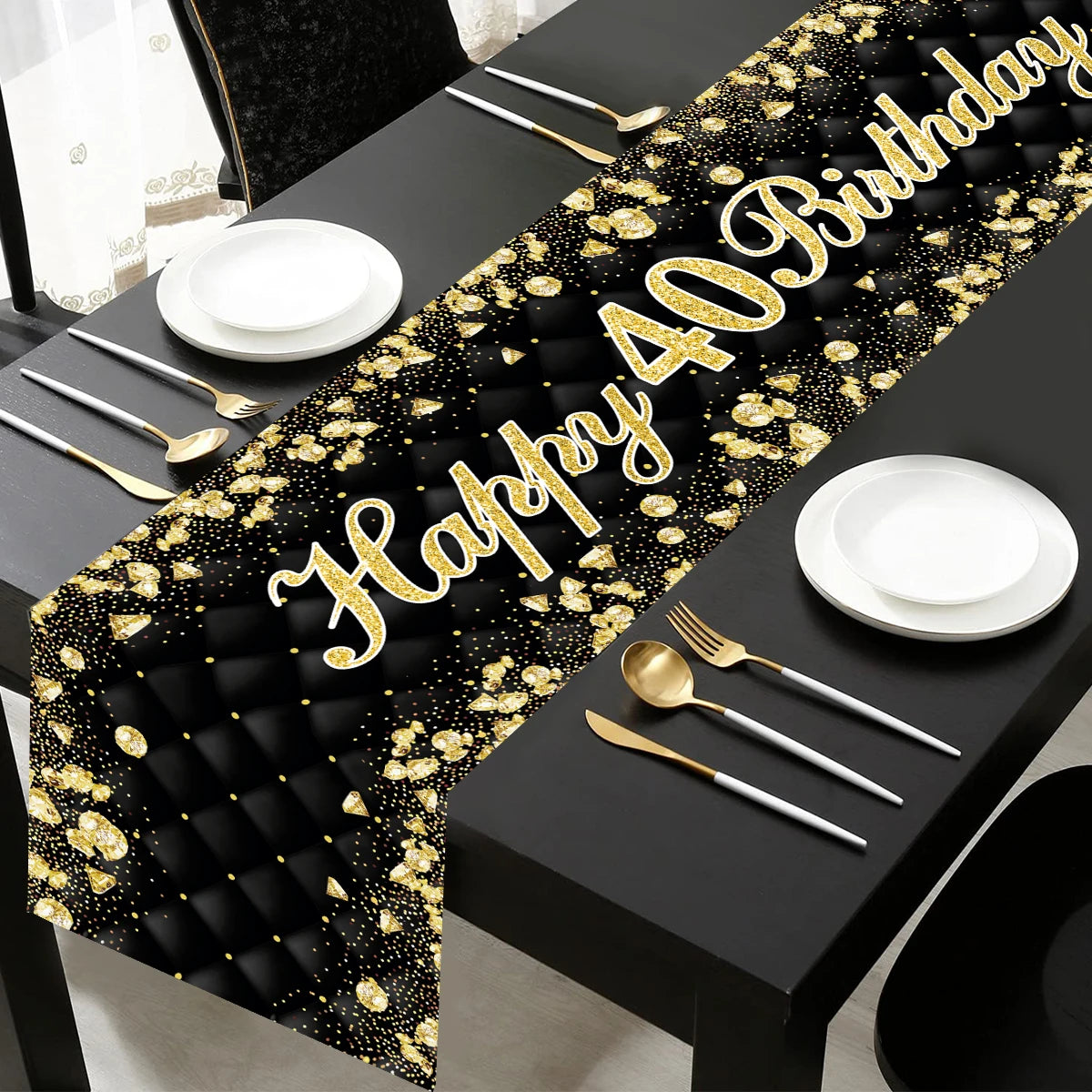 Chemin de table anniversaire dans différentes couleurs disponibles