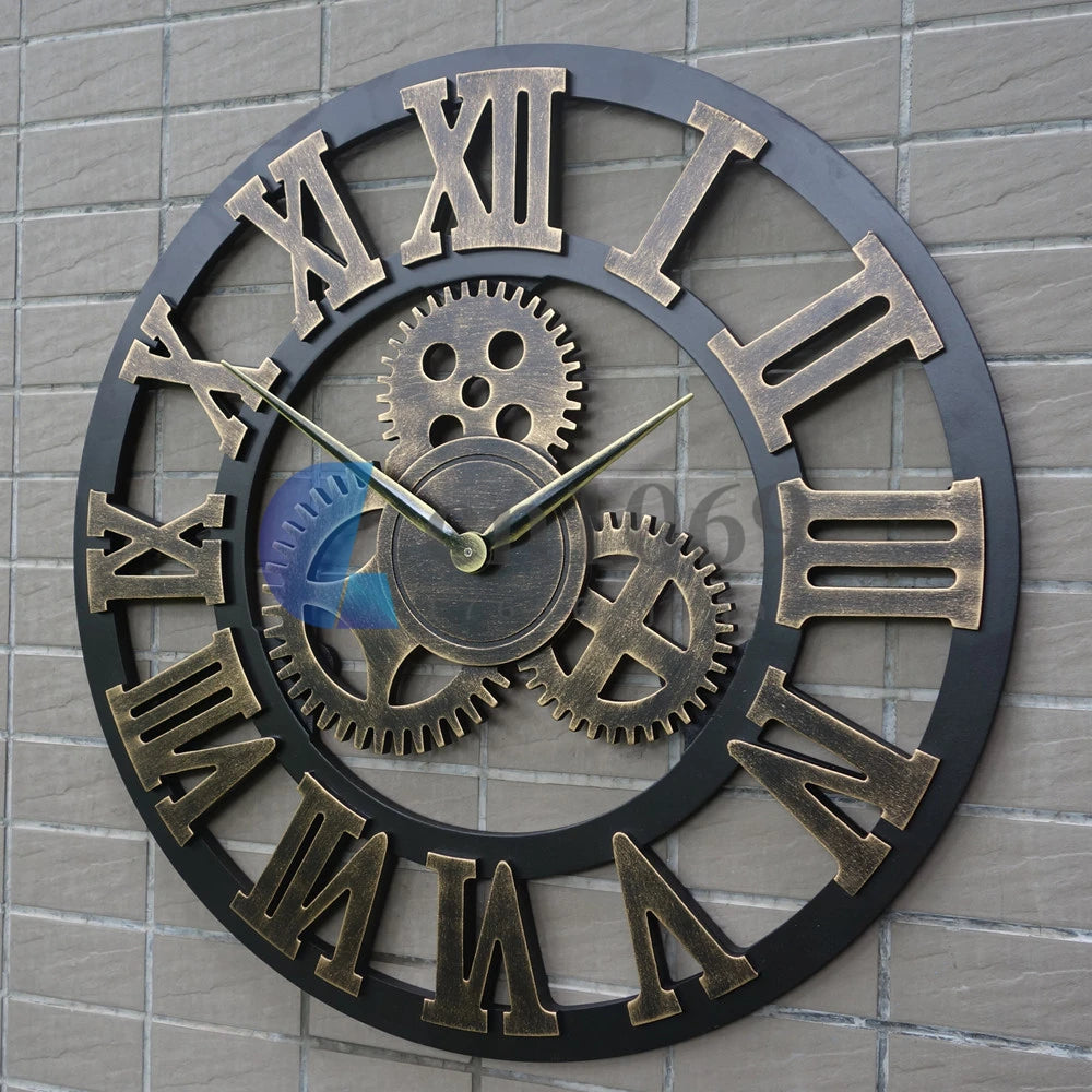 Horloge murale circulaire de style loft avec mécanisme quartz