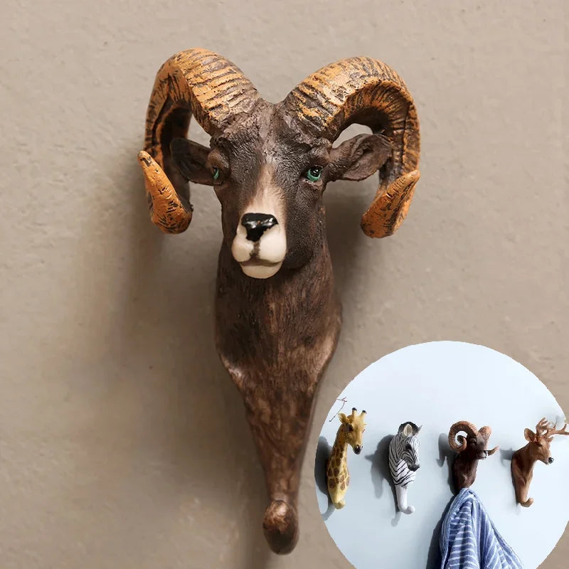Porte-manteau mural en résine vintage avec crochet animal 3D vert