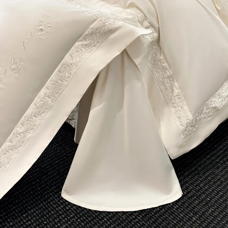 Texture du coton égyptien de la parure de lit beige