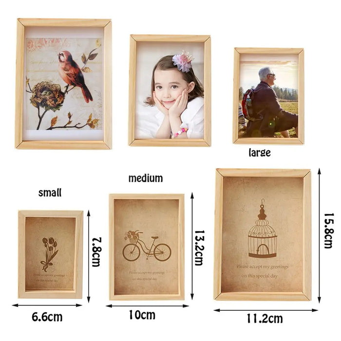 Cadre multi-photo vintage en bois cerisier pour décoration familiale