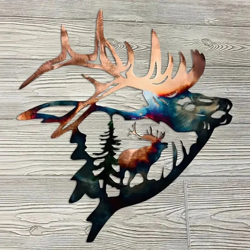 Décoration murale rustique cerf métal