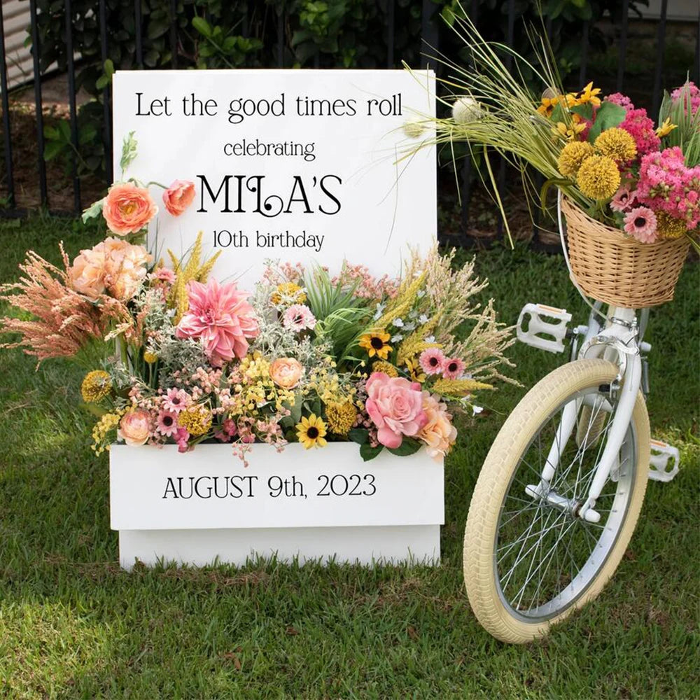 Cadre floral KT saphir profond pour baby shower