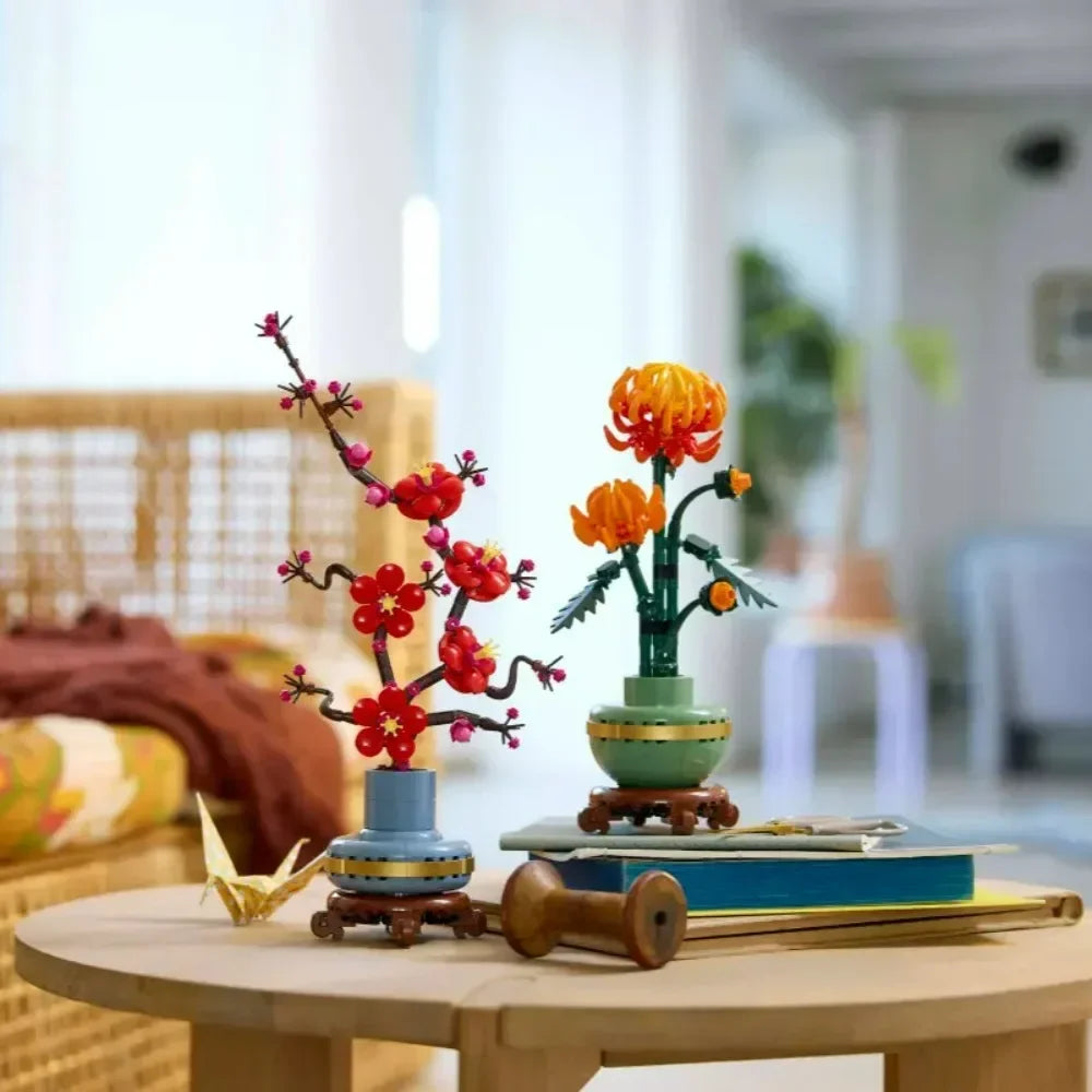 Fleur de prunier terminée sur étagère décoration intérieure