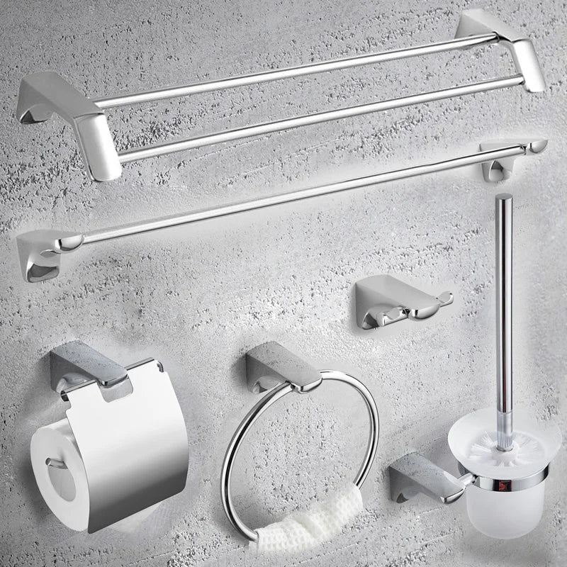 Ensemble accessoire salle de bain chromé en acier inoxydable vue d'ensemble