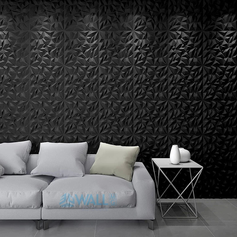 Installation de panneaux muraux 3D en motif géométrique