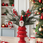 Petit vase céramique ancienne rouge décoration Noël