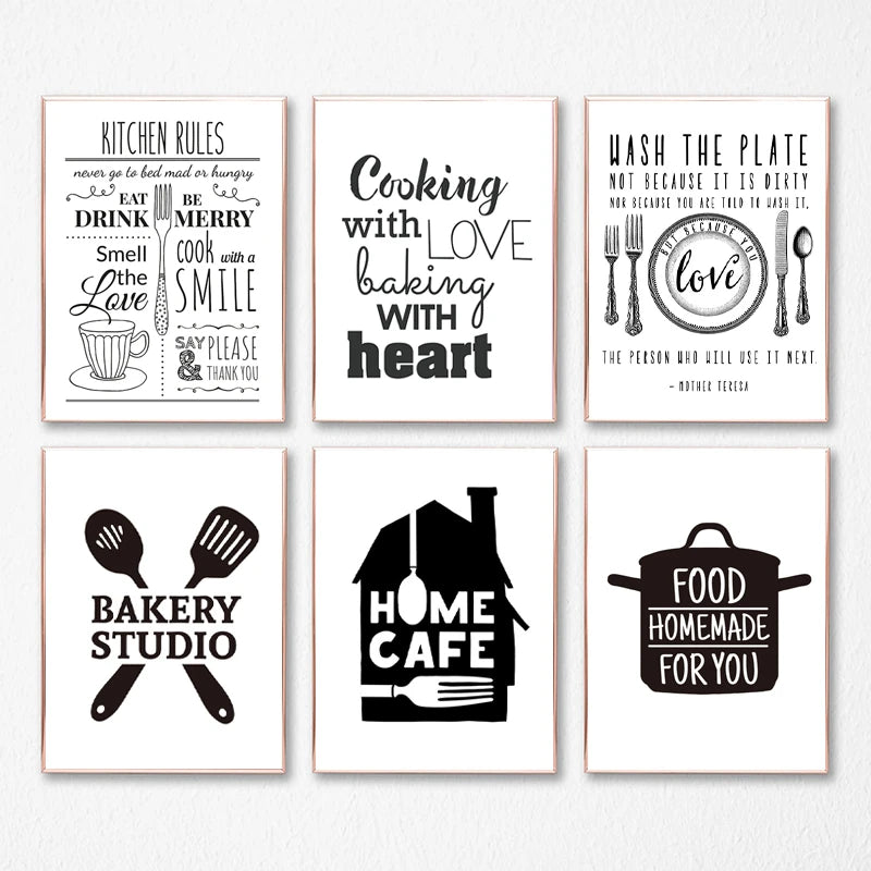 Affiche d'art sur toile minimaliste avec règles de cuisine décoration murale moderne