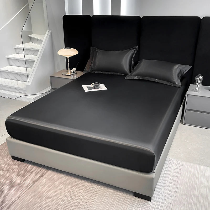 Drap-housse soyeux unie élastique protection matelas
