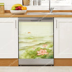 Autocollant meuble cuisine floral blanc et or