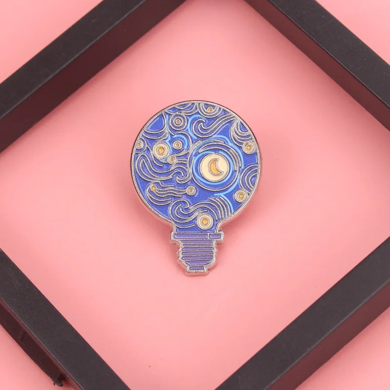 Badge lumineux galaxie étoile lune LED vue face